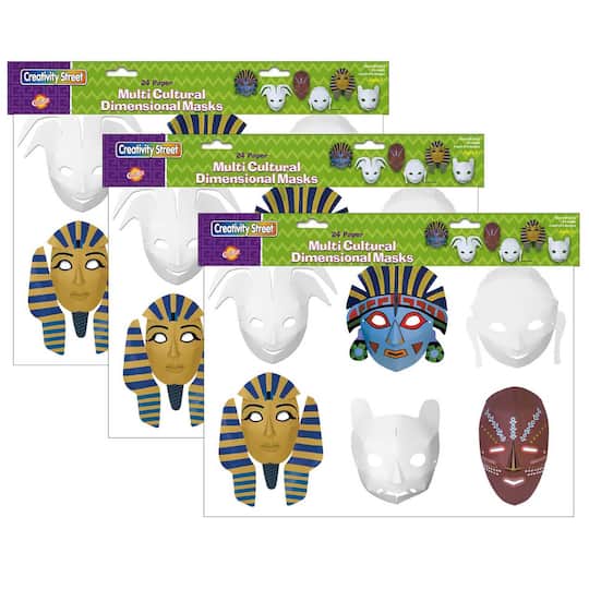 Creativity Street&#xAE; Multi-Cultural Die-Cut Paper Masks, 3 Packs of 24